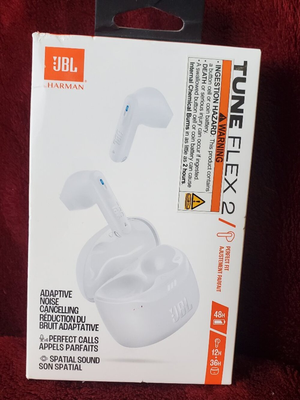 JBL Tune Flex 2 Adaptive Noise Cancelling Perfect Fit Wireless Ear Buds White NW